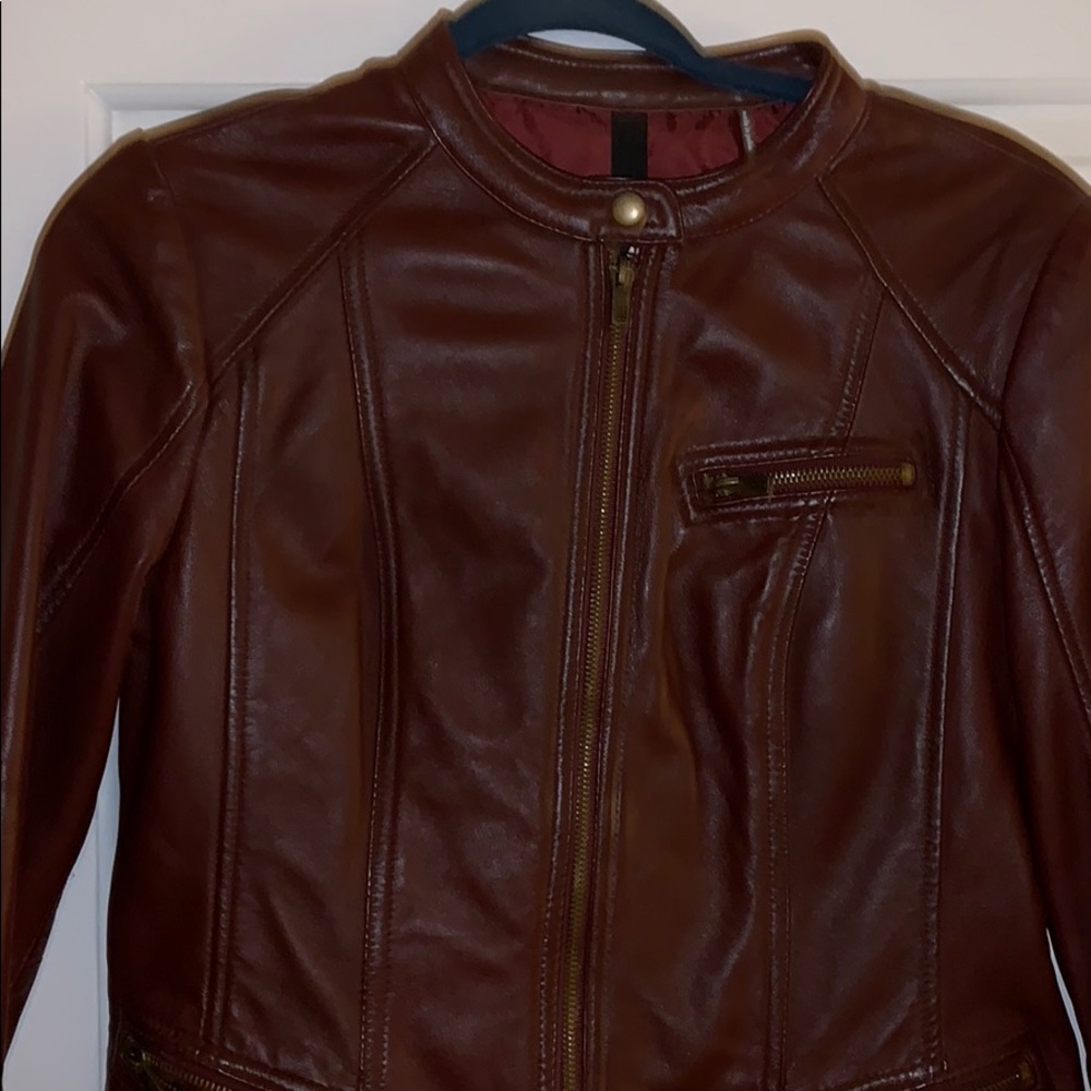 Black Rivet Moto Jacket- deep maroon